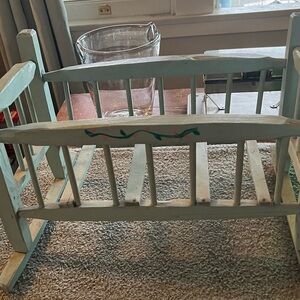 Vintage Handcrafted & Painted Wood Cradle EUC 🥰 L 16” W 8” Functional Decor 🌻